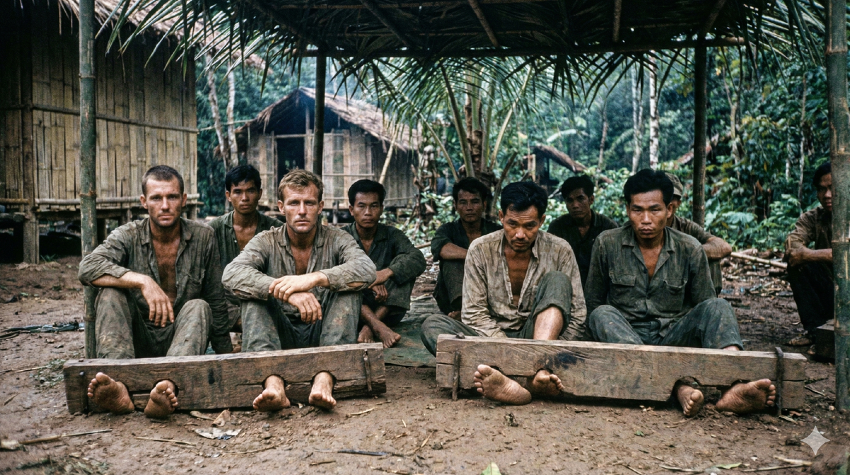 Бамбуковый ад. Каждую ночь пленных заковывали в такие деревянные колодки, чтобы предотвратить побег. Спать в них было невыносимой пыткой, от которой болели суставы и спина.