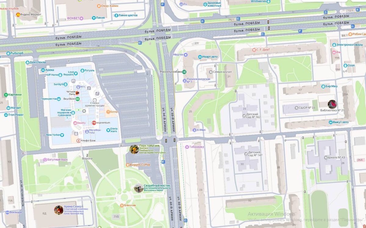    Несостоявшийся инвестор Чернавской дамбы Воронежа и Костенок хочет увеличить процент застройки ФОКа у ТЦ «Арена» Фото – Яндекс.Карты