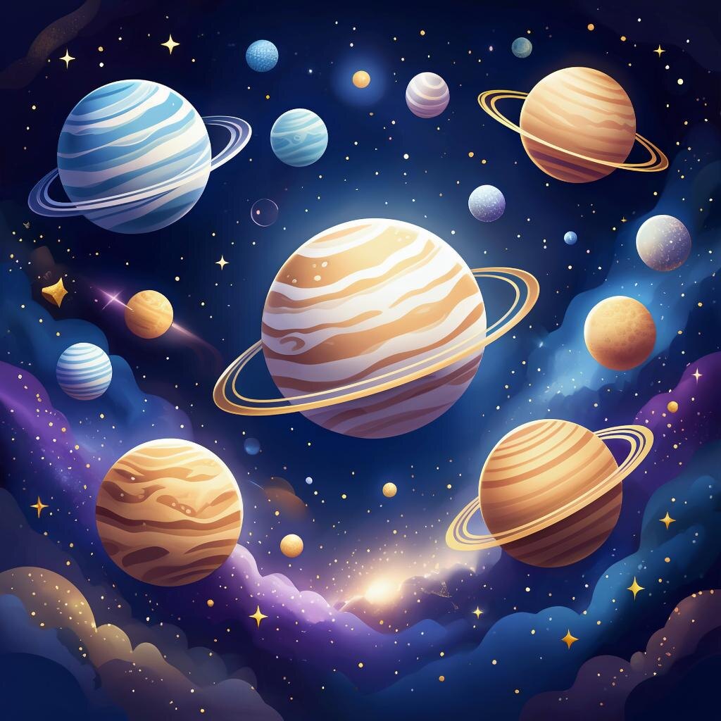 Планеты. Иллюстрация сгенерирована нейросетью