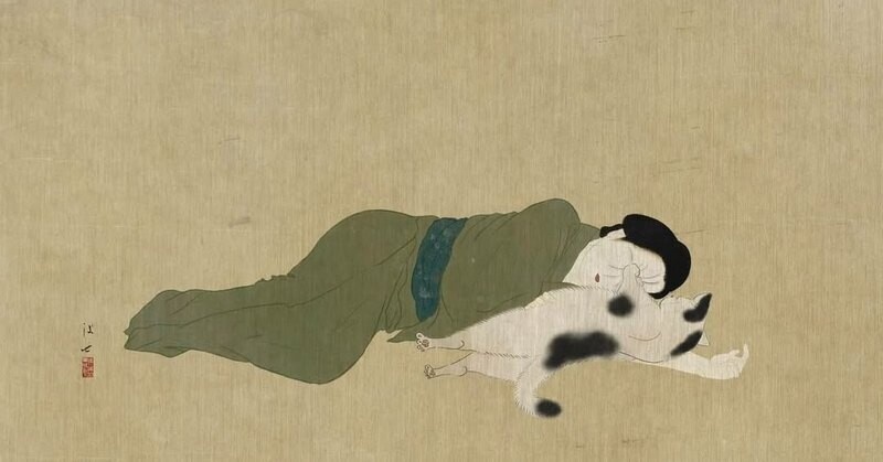    Японская художница рисует традиционные картины о жизни с кошками