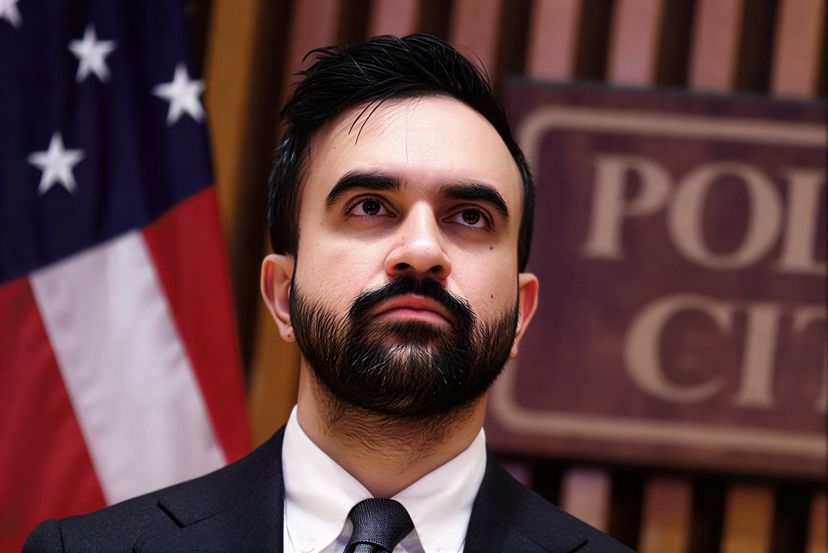 Мэр Зоран Мамдани наблюдает за объявлением, касающимся общественной безопасности, в штаб-квартире Департамента полиции Нью-Йорка 6 января. | CHARLY TRIBALLEAU/AFP via Getty Images