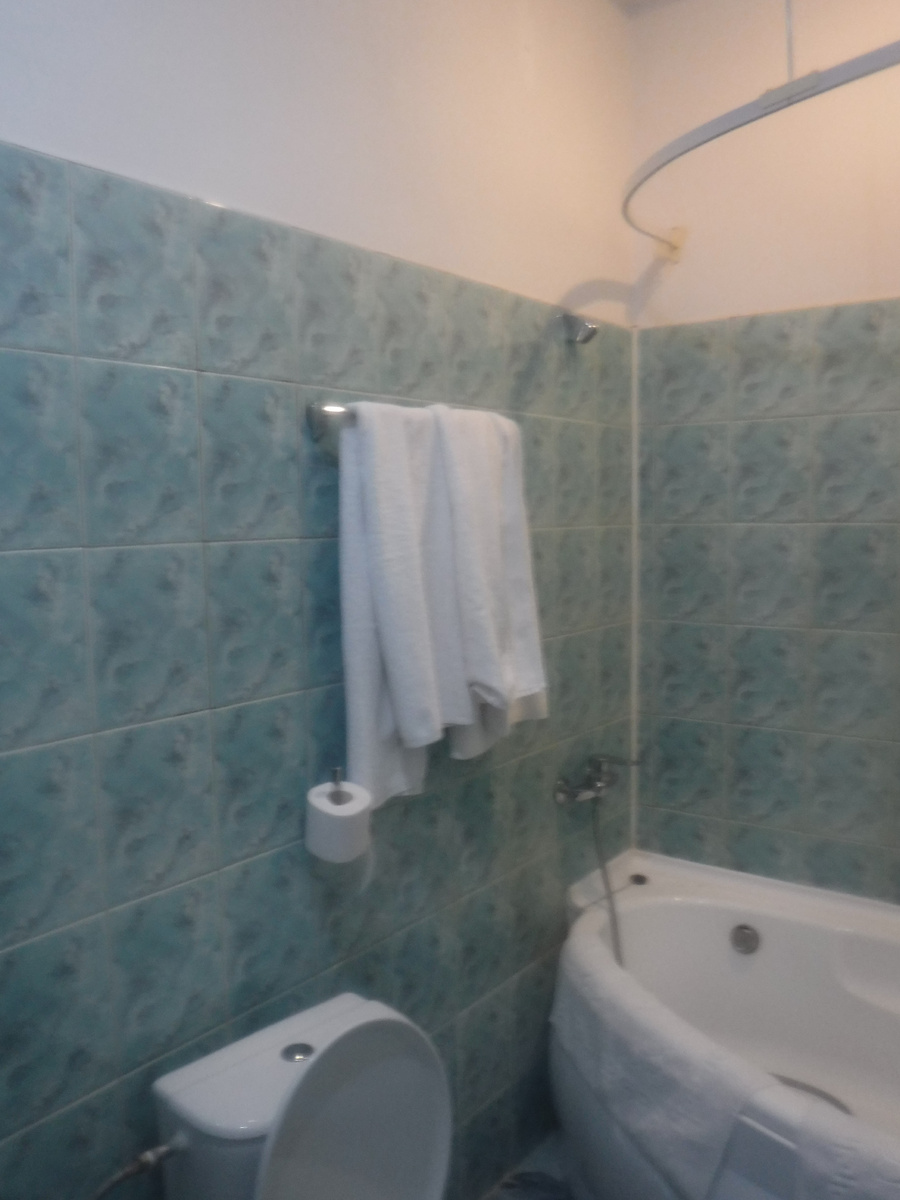 Ванна. Только душ, который тёк, но помыться можно 