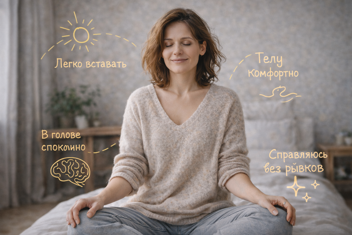 Состояние внутренней опоры и спокойствия. Когда тело расслаблено, в голове тихо, а энергия не требует усилий. Ресурс — это не всплеск мотивации, а устойчивое ощущение, что с собой и своей жизнью справляешься без напряжения.