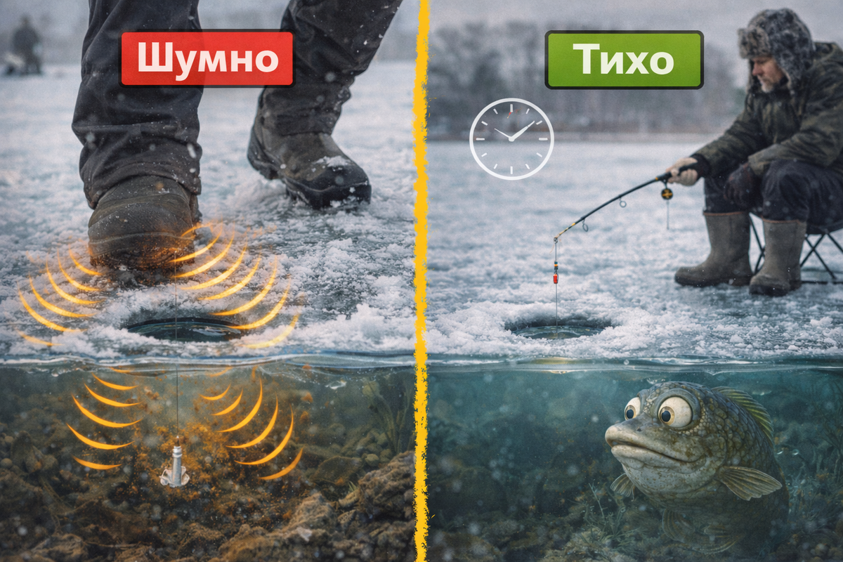 Одна привычка на зимней рыбалке, из-за которой рыба не подходит