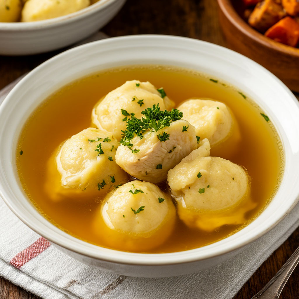 Куриный бульон с клецками