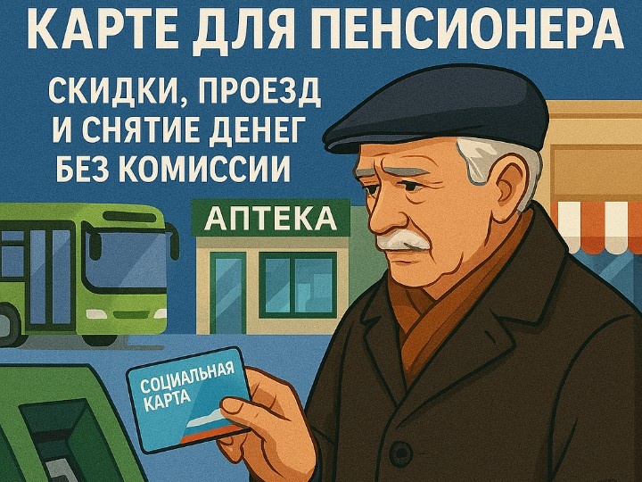 Все о социальной карте для пенсионера: скидки, проезд и снятие денег без комиссии.