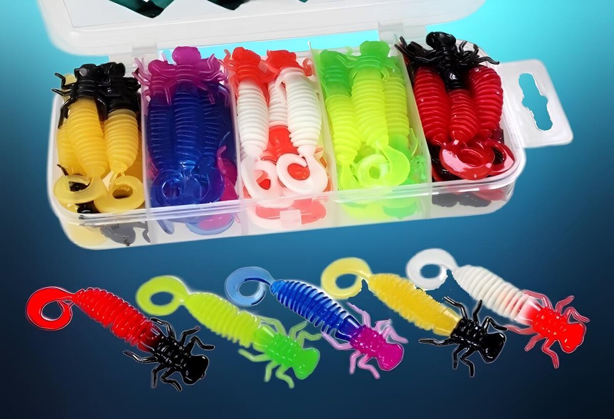 Комплект силиконовых рыболовных приманок смешанного класса