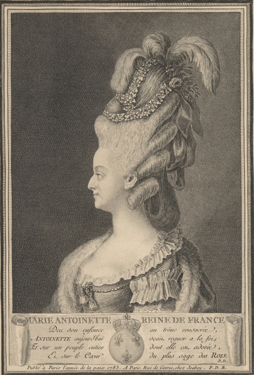 Жан-Батист Изабе. Мария Антуанетта, королева Франции. 1783. Гравюра. Метрополитен музей, Нью-Йорк 