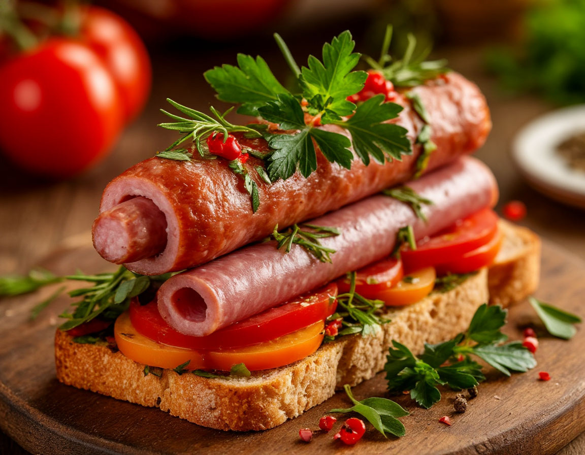 Бутерброды с колбасой и овощами по версии *Шедеврум