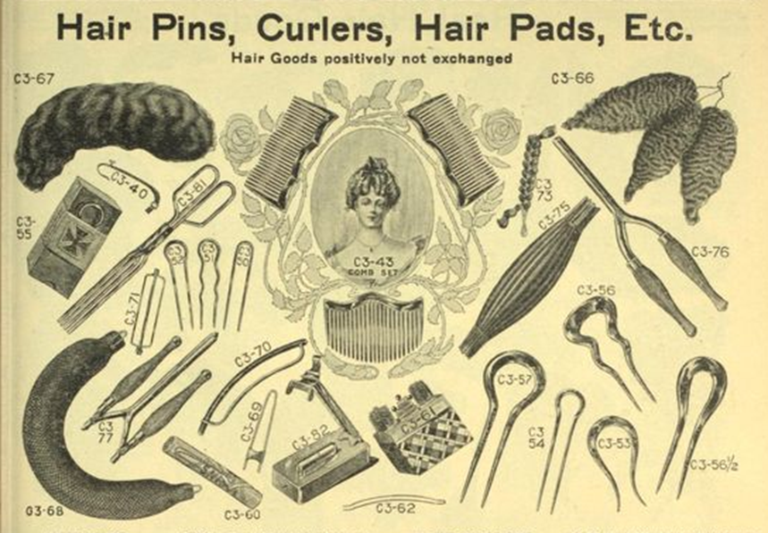 Предметы для создания причёсок, каталог товаров по почте, 1904. (с) Из частной коллекции