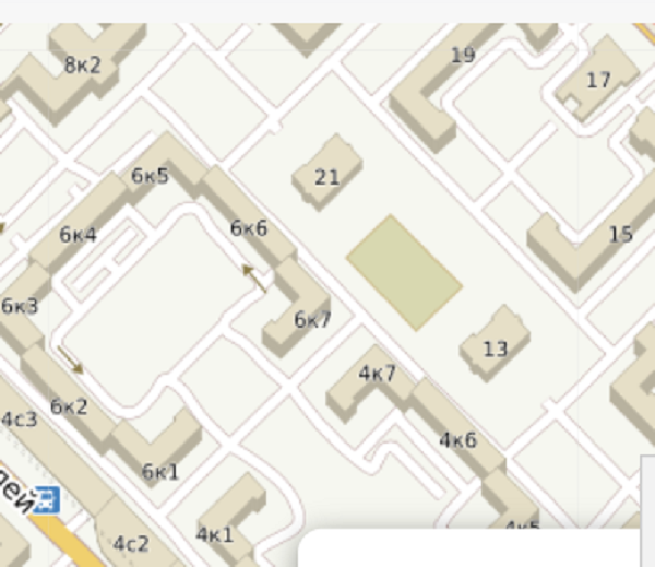 Схема  серийного  сталинского дома в Москве. Расположены такие дома на проспекте и прилегающих улицах.  Так онивыглядят на карте. 