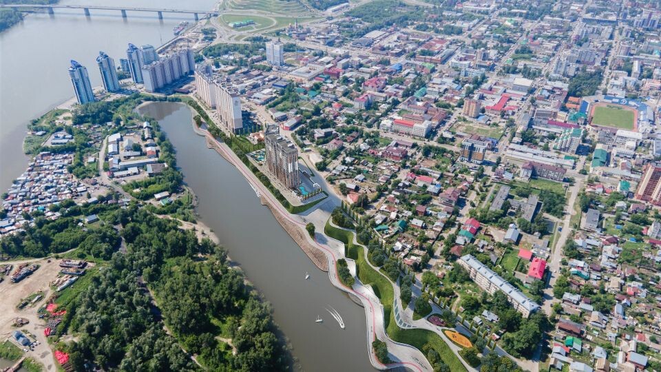    Визуализация эскиза новой набережной на Оби. Источник: "Жилищная инициатива"