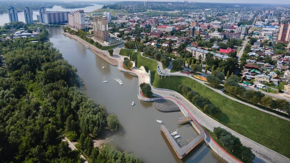    Визуализация эскиза новой набережной на Оби. Источник: "Жилищная инициатива"