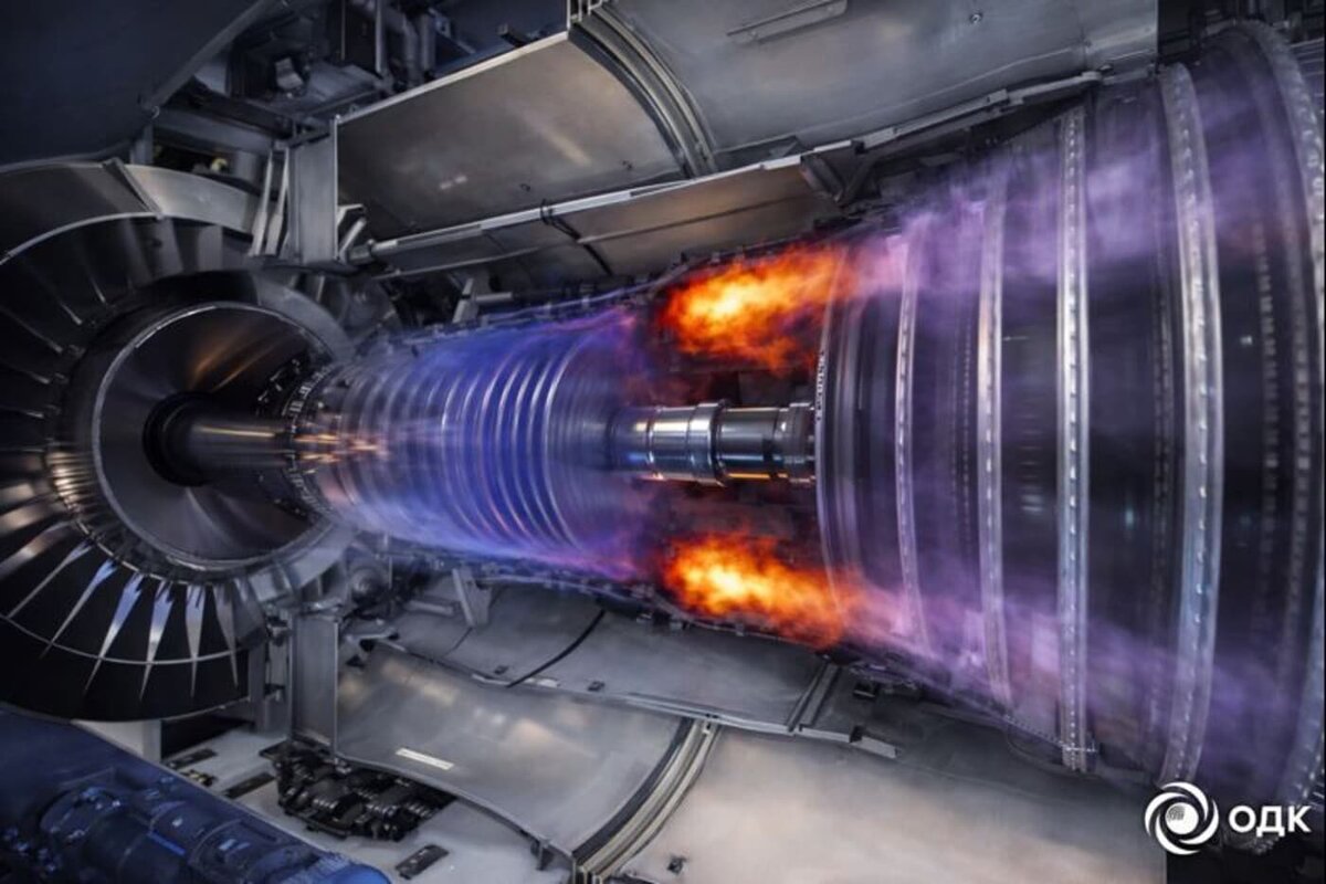   Камера сгорания и турбина авиадвигателя