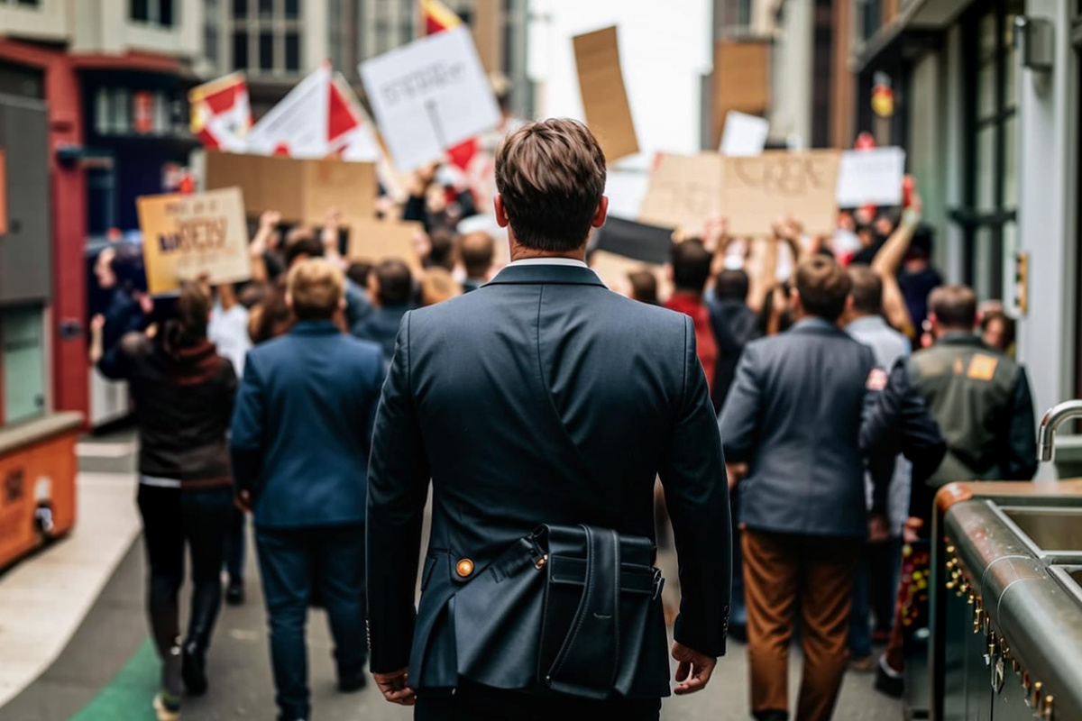 Митинги в США вышли за рамки миграционной тематики.  Фото: Изображение сгенерировано нейросетью Kandinsky 3.1