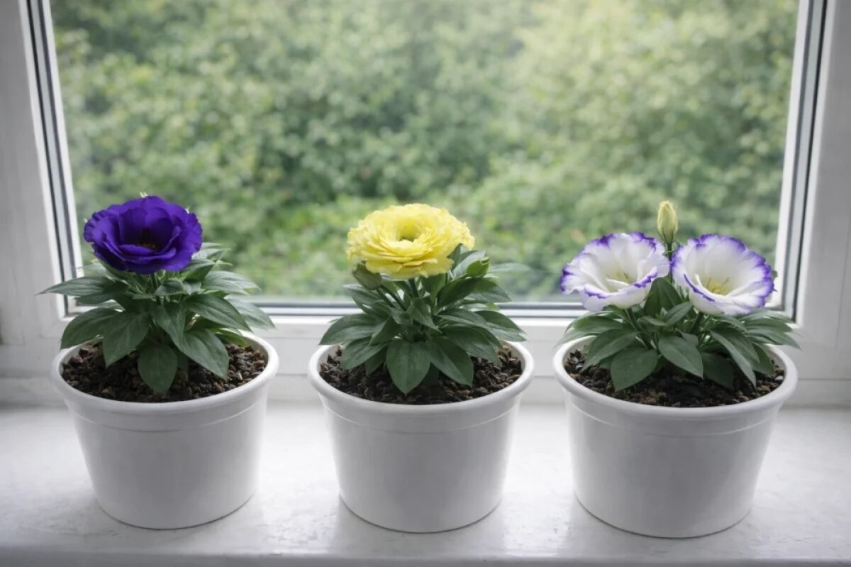    Эустомы разных сортов.