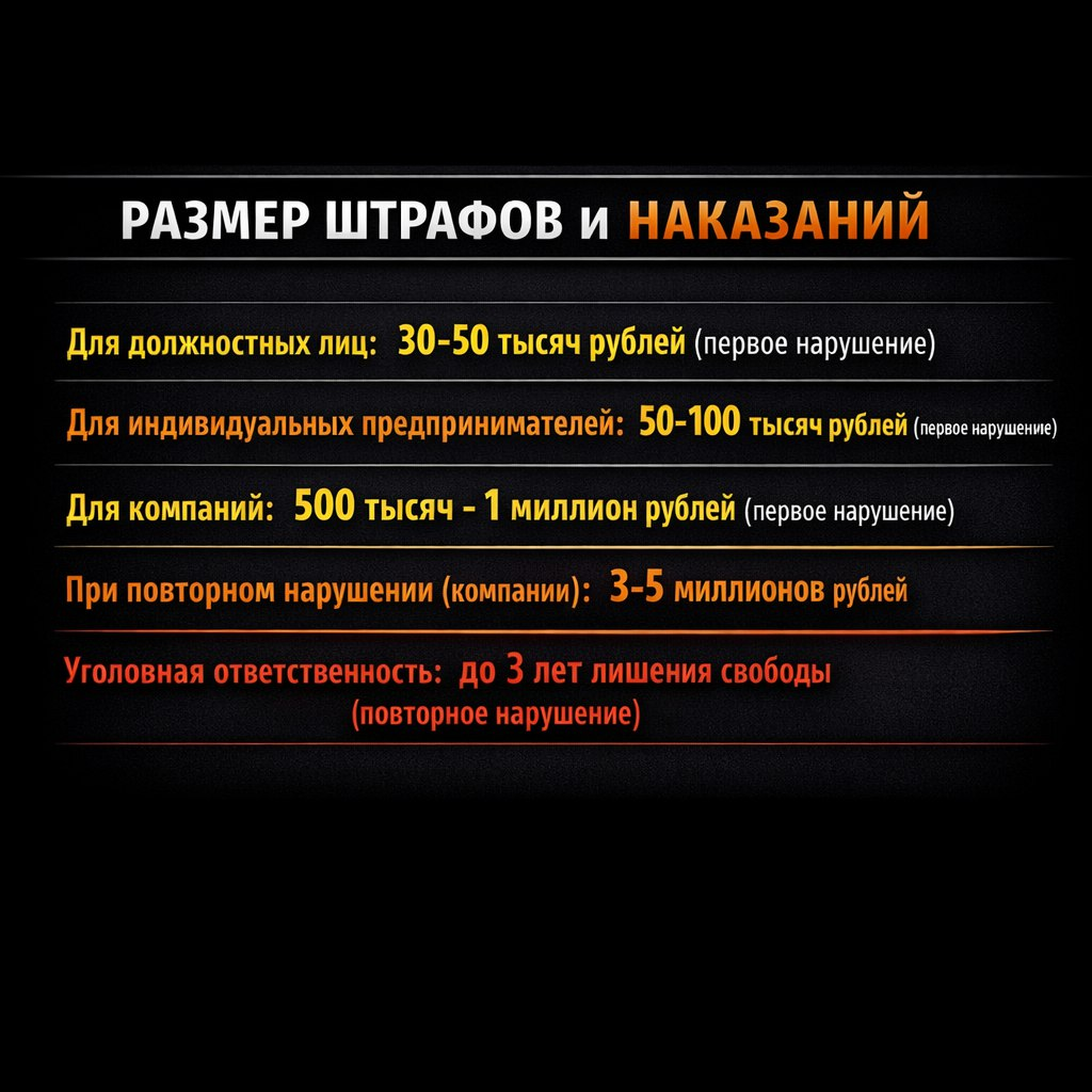ТАБЛИЦА ШТРАФОВ И НАКАЗАНИЙ