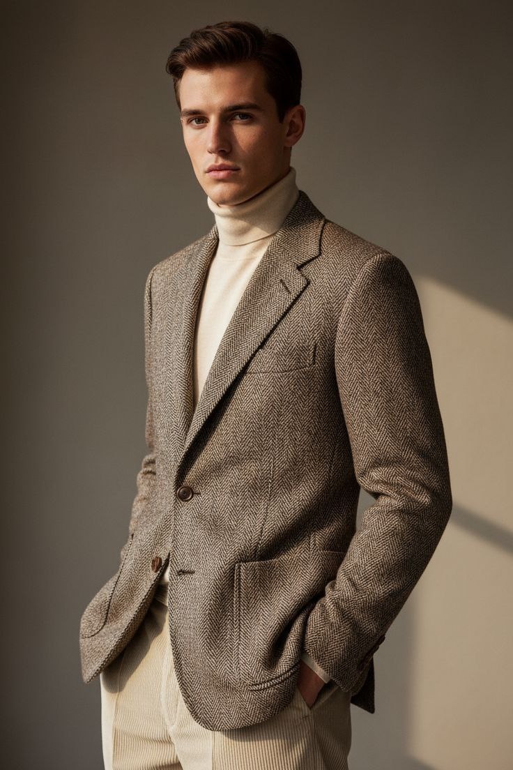 Фото из сети. Пиджак – твид, брюки – вельвет, водолазка – трикотаж держащий форму