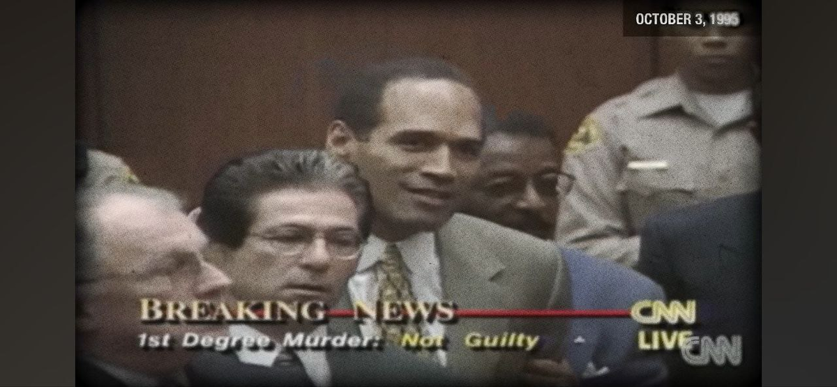 О. Джей Симпсону вынесен оправдательный приговор. Скриншот с YouTube материала CNN.