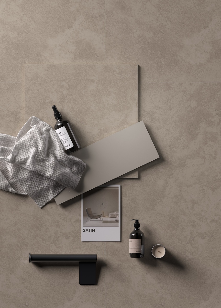 Мудборд с коллекцией керамогранита Satin бренда KERRANOVA