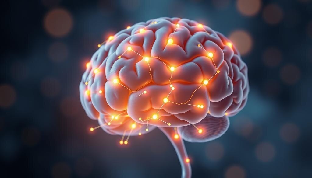    Изображение мозга с усиливающимися нейронными связями