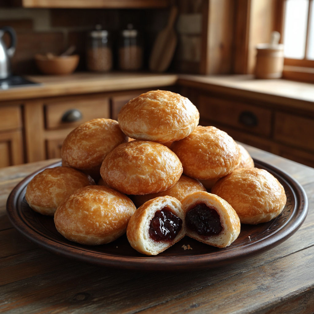 Пышные пирожки из творожного теста с яблочным повидлом — нежный завтрак или уютный перекус! 🥧✨