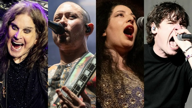 Ozzy Osbourne, Trivium, Lowen и Knocked Loose выступали на сцене в 2025 году (Фото: Росс Халфин | Миикка Скаффари/Getty Images | Катя Огрин/Redferns | Тим Мозенфельдер/WireImage)