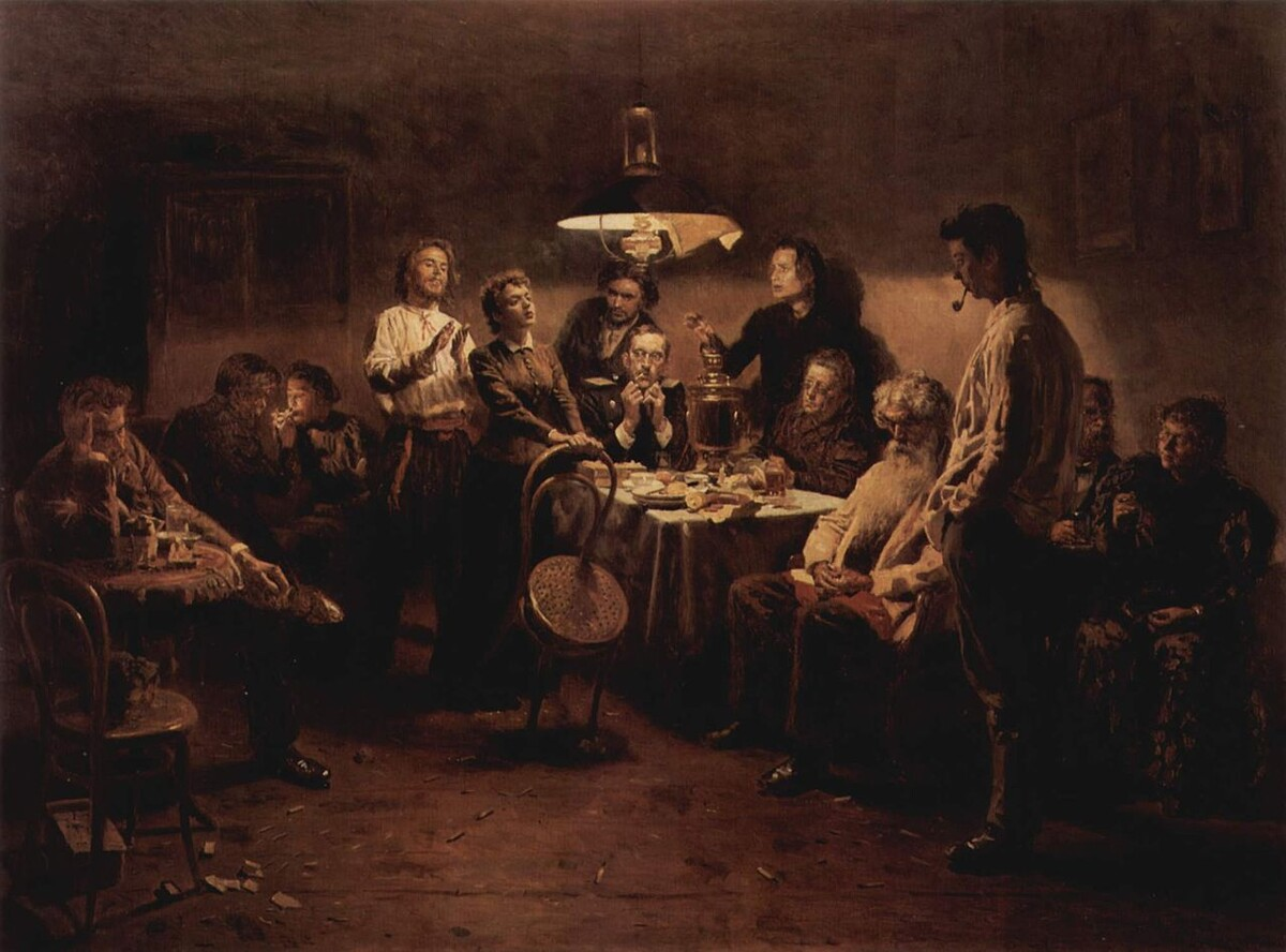 картина Владимира Маковского "Вечеринка". Написанная в период с 1875-1897