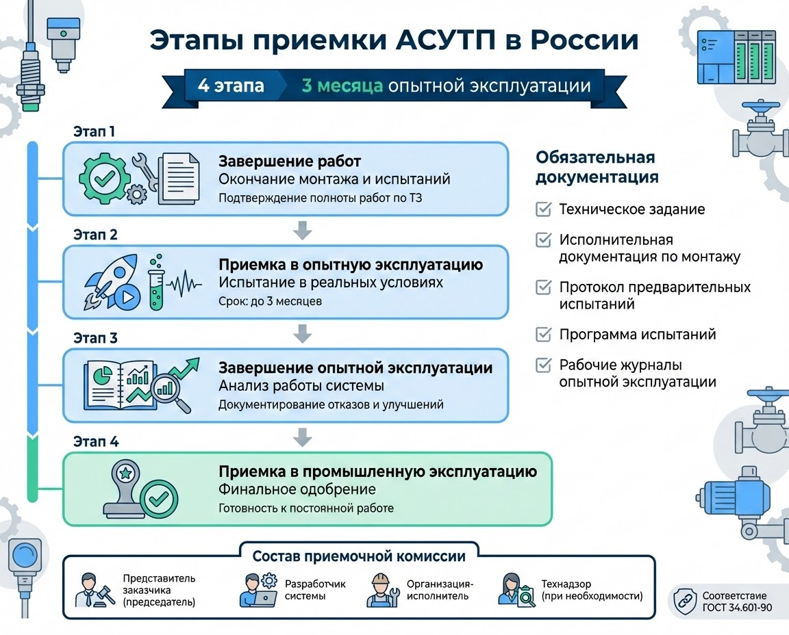 Этапы актирования работ по внедрению АСУ ТП