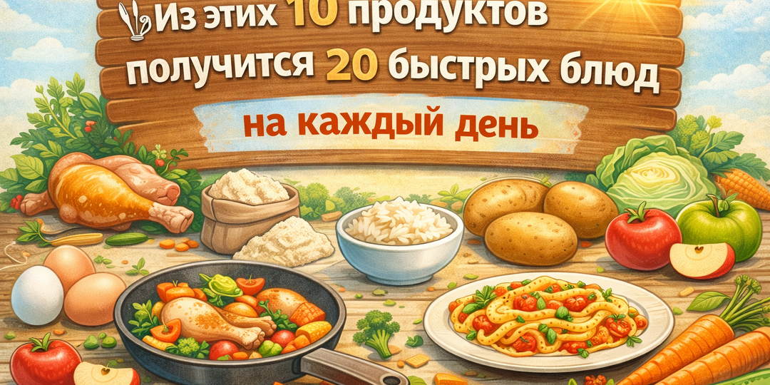 🍽️ Из этих 10 продуктов получится 20 быстрых блюд на каждый день