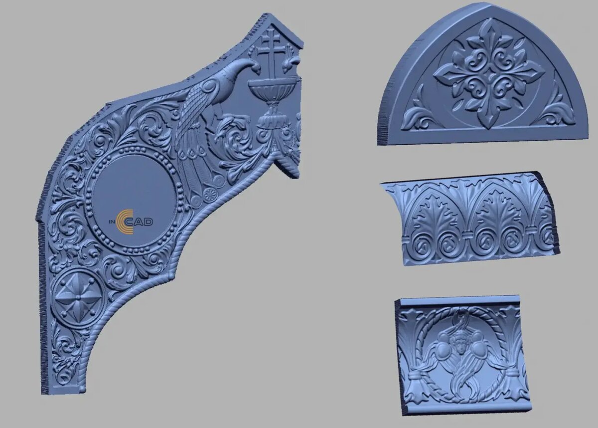3Д-модели художественных элементов иконостаса, полученные после 3Д-сканирования