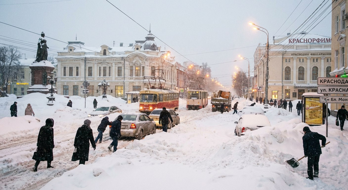 Второй день снегопада в Краснодаре: аэропорт сталкивается с задержками рейсо