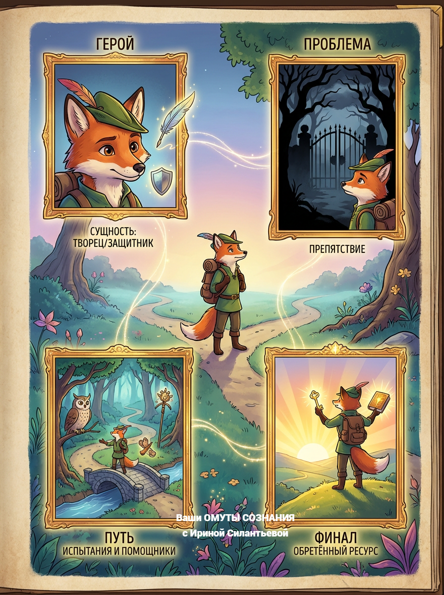 Герой. Проблема. Путь. Финал. Это не просто слова — это каркас вашей личной сказки. Что вы поместите внутрь?