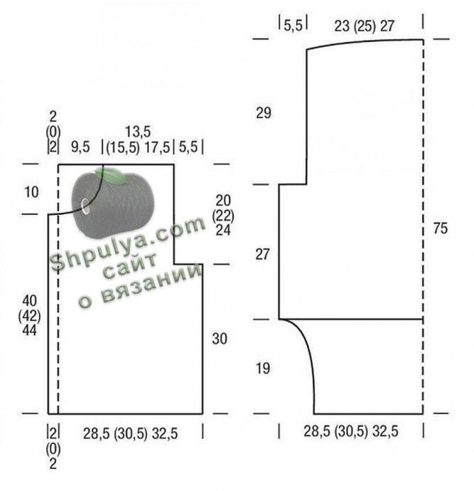 Выкройка вязаного кардигана