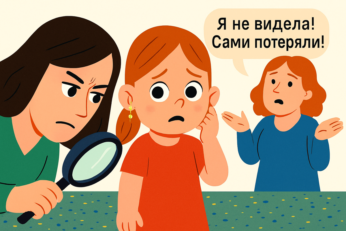 Пропала золотая серёжка в саду. Потеряла сама или "помогли" взрослые?