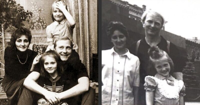    Сестры Анна и Татьяна Казючиц с родителями: актёром Юрием Казючицем и Надеждой Ивановной.