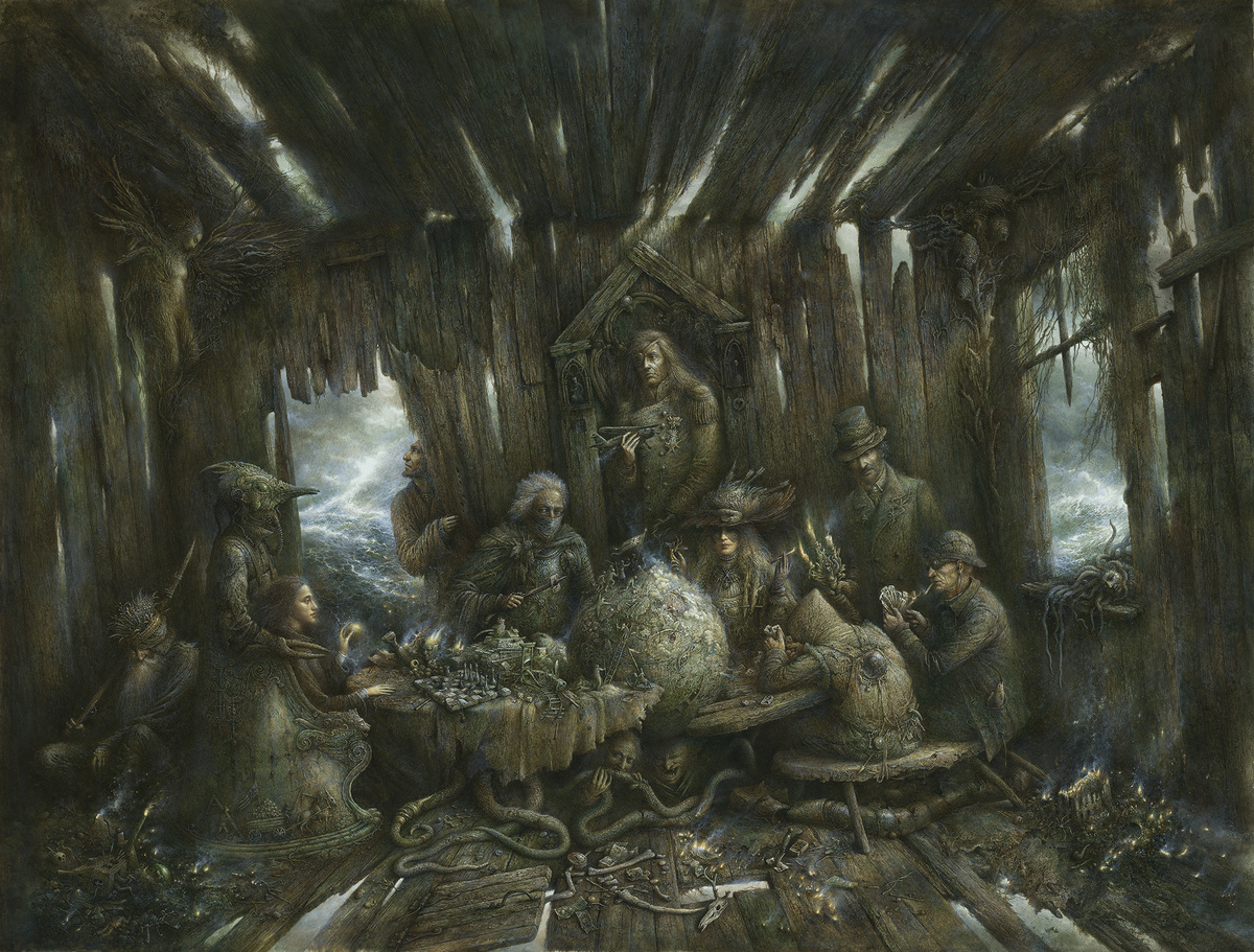 © Ярослав Гержедович.  Большая игра. (Big Game). Бумага, акрил. 12 х 16 см. 2021.