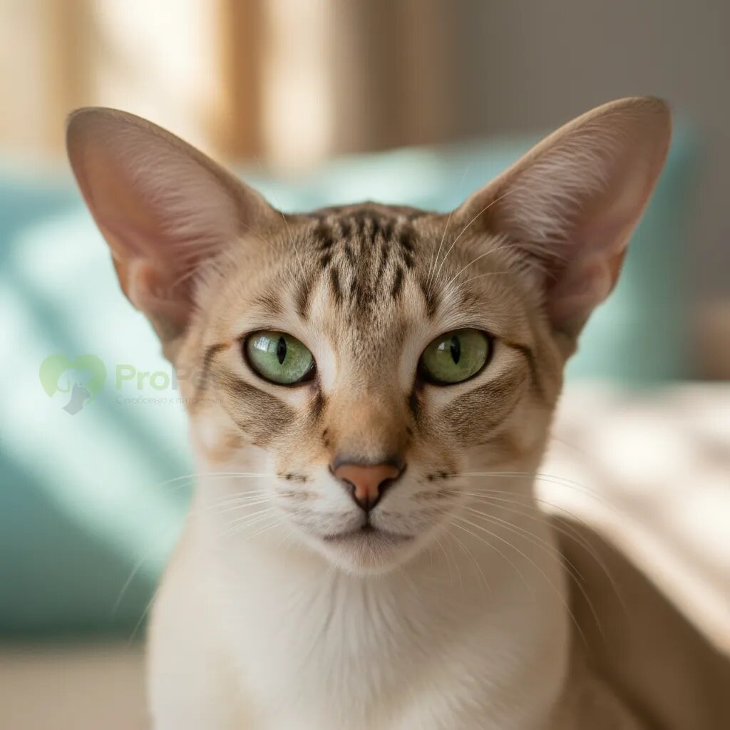 Крупный план головы ориентальной кошки с большими ушами