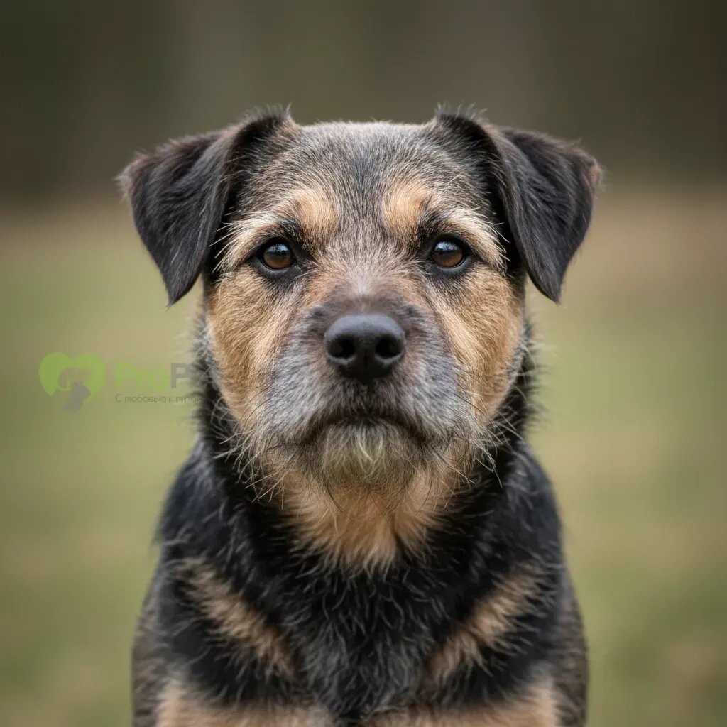Портрет бордер-терьера крупным планом с умным взглядом