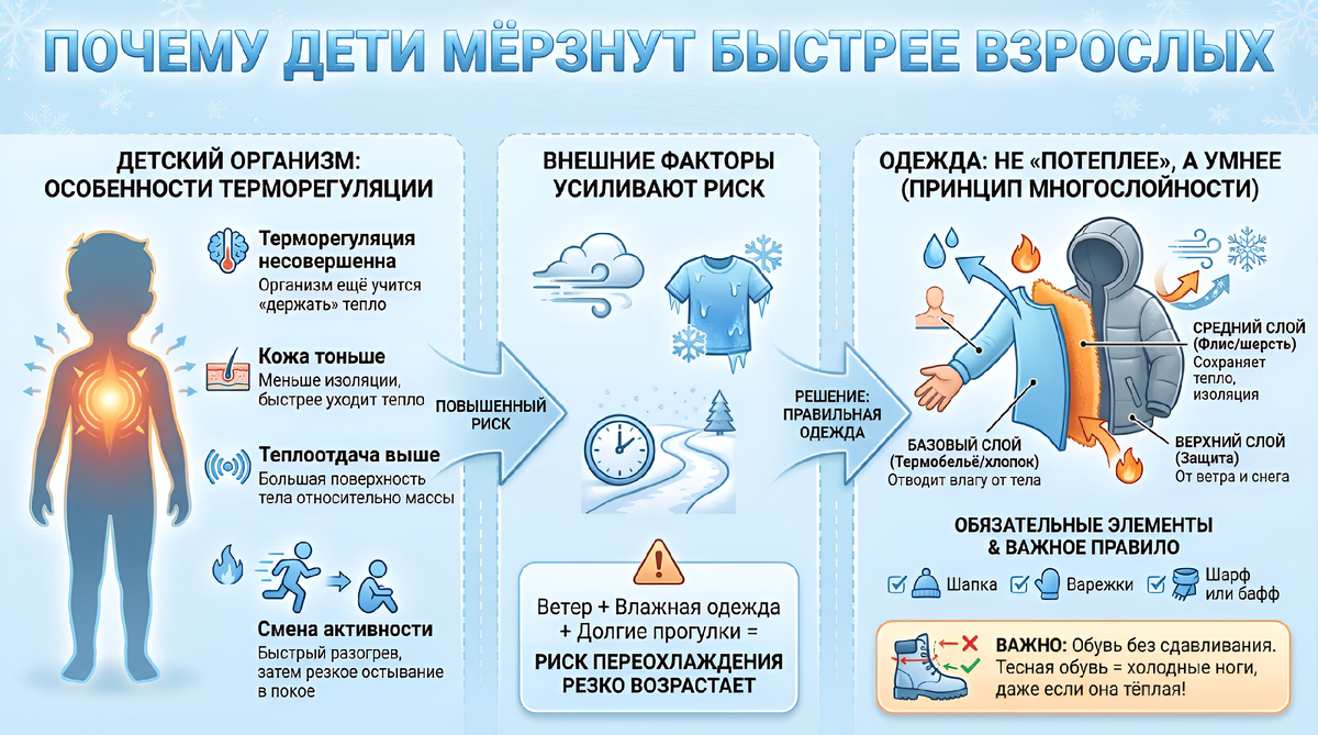 Почему дети мёрзнут быстрее взрослых