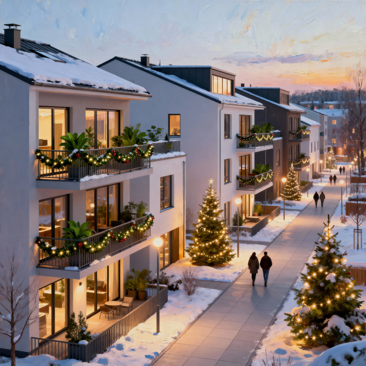 На балконах вместо хлама — пледы, горшки с цветами и горящие гирлянды