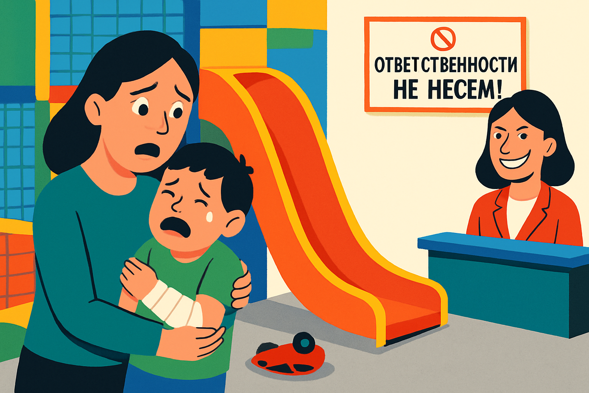 Сын сломал руку в игровой комнате. Администратор: "Мы не отвечаем, вы сами подписали бумажку!"