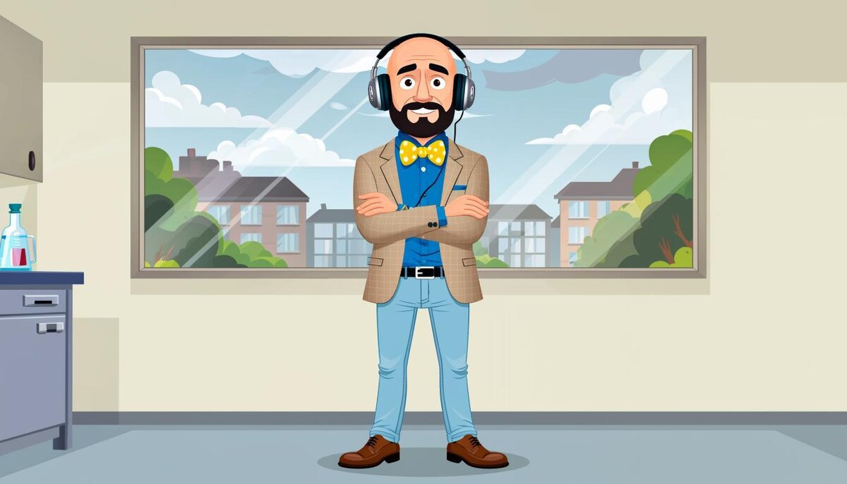 Профессор Умнодар тестирует шумоподавляющие наушники