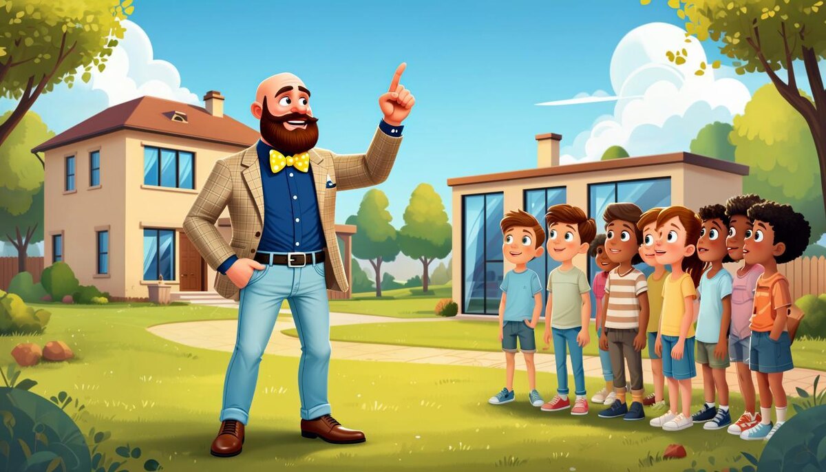 Дети пришли к профессору на презентацию про электричество