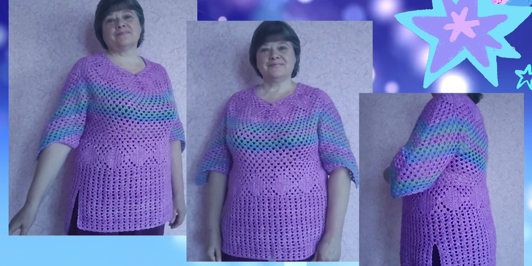 Туника крючком модно и просто! Попетельный мастер-класс.