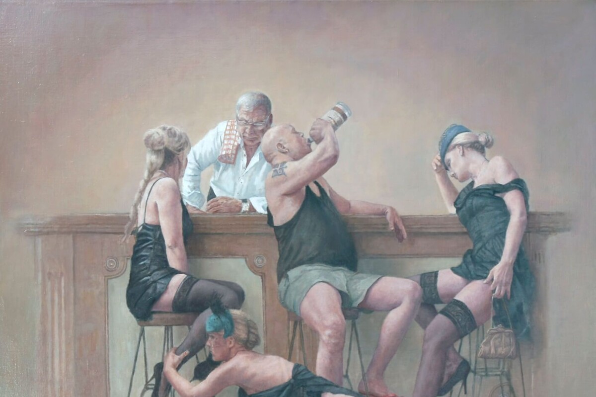 ФРАГМЕНТ КАРТИНЫ ХУДОЖНИКА ЭРИКА ТИЕРОЛФА / Erik Tierolf / ОДНАЖДЫ В БАРЕ