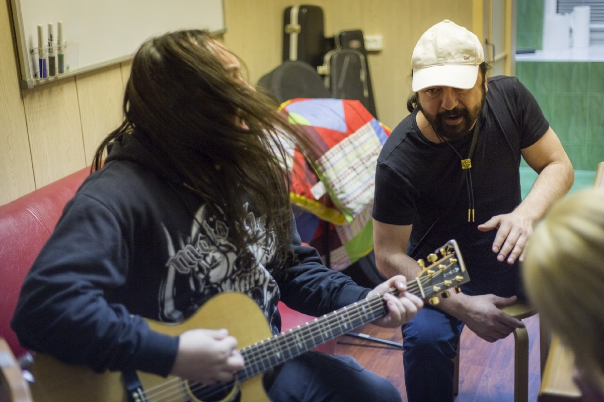 Репетиция новой песни, 2018 год. Ещё на старой студии "Игры миров"