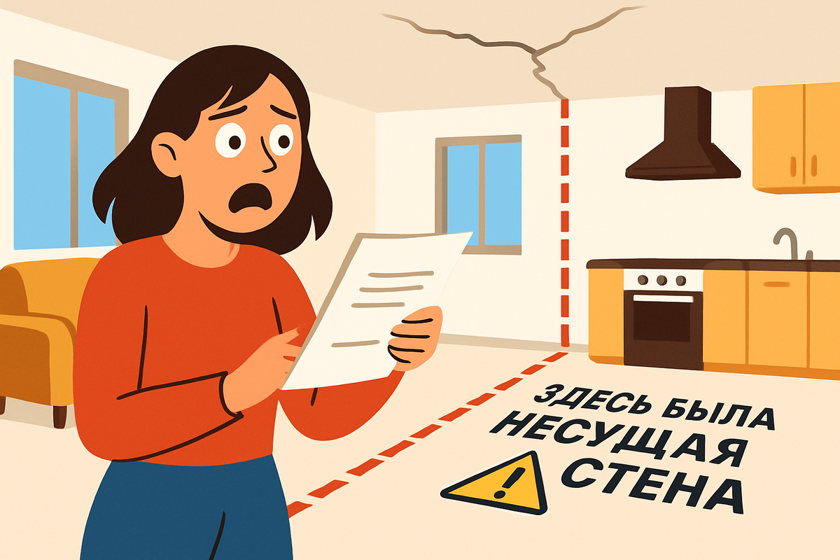 «Смотрю в техпаспорт — стена есть. Смотрю на кухню — стены нет!» Бабушка сделала "евроремонт": снесла всё, что мешало. Теперь я наследница квартиры-призрака. Нотариус выдаст документы? Или квартиру отберут за самострой?
