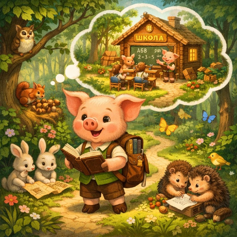 Школа умного поросенка Каштана. Сказка на ночь для тетей