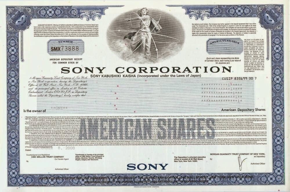 Рис 2. Пример депозитарной расписки